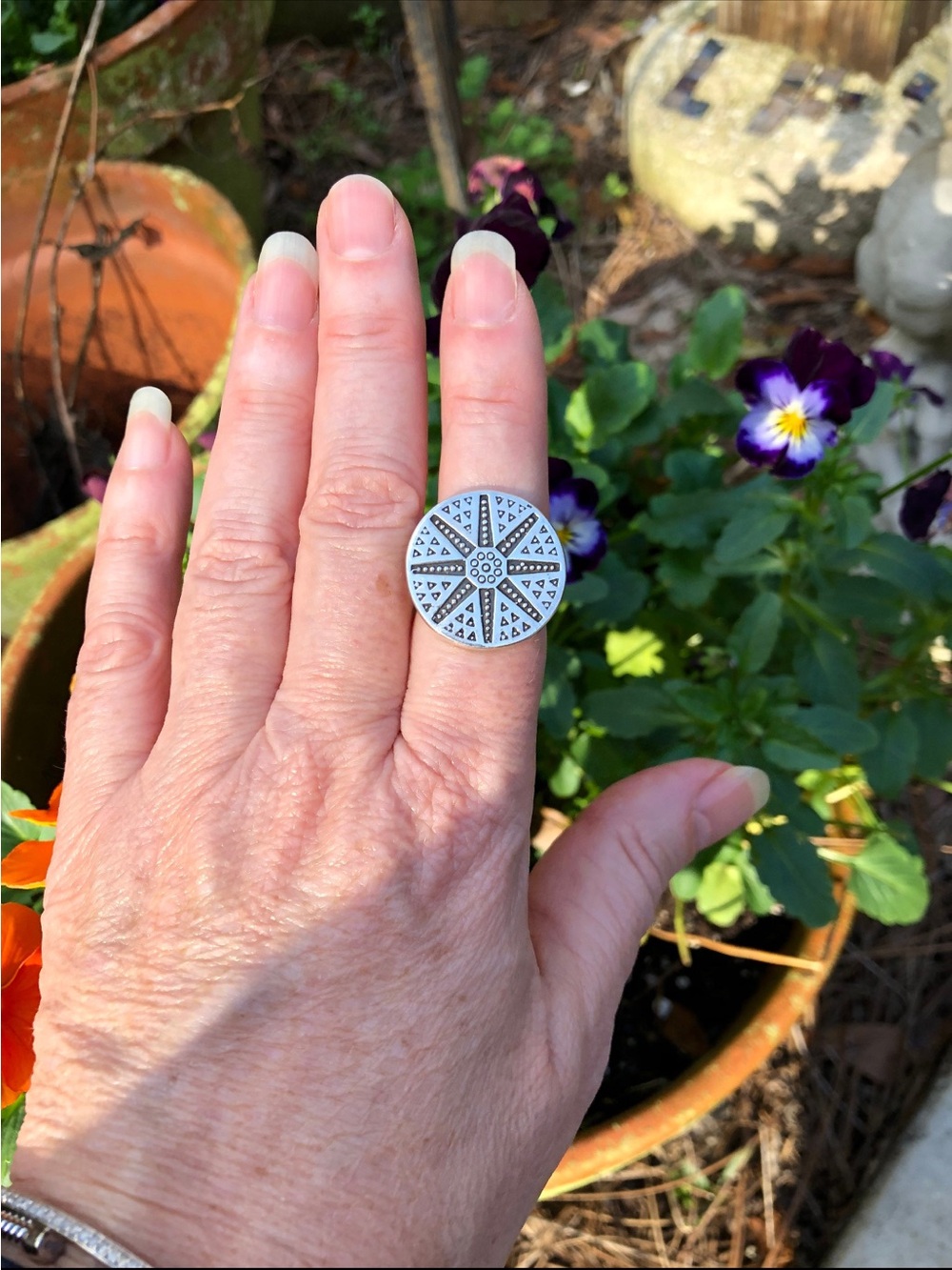 Native Inspired Sterling Silver Ring, Boho, Ethic, Tribal